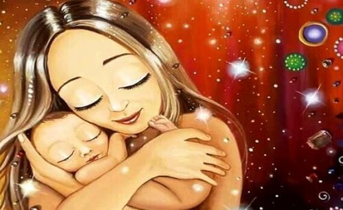 엄마가 아기를 안고 있는 사진