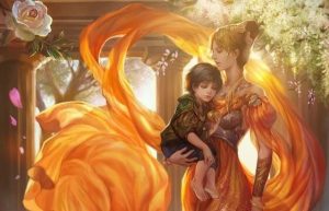 여전사같은 엄마 품에 안긴 아이 그림