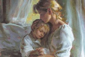 아침에 아이에게 뽀뽀해주기