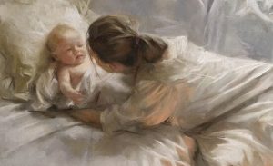 아침에 아이에게 뽀뽀해주기