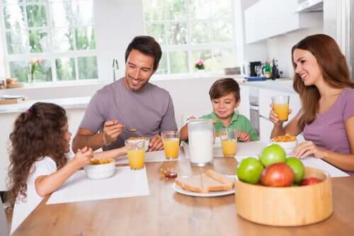 영양이 풍부한 아이들의 아침 식사